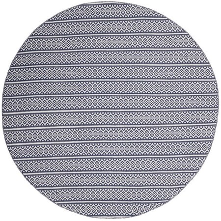 Safavieh Montauk Round Area Rug; Ivory & Navy - 6 x 6 ft. MTK341B-6R